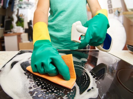 Professional carpet cleaning process in a domestic interior
